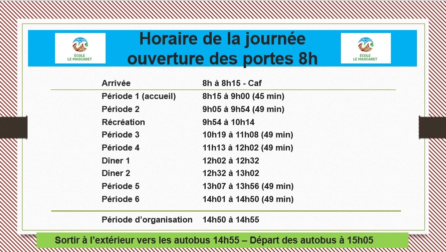 Horaire 2023 24