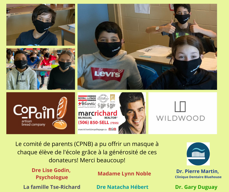 Masques pour lécole donateurs 1